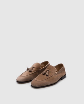 Brunello Cucinelli Beige suede loafers with tassels MZUCAHG731