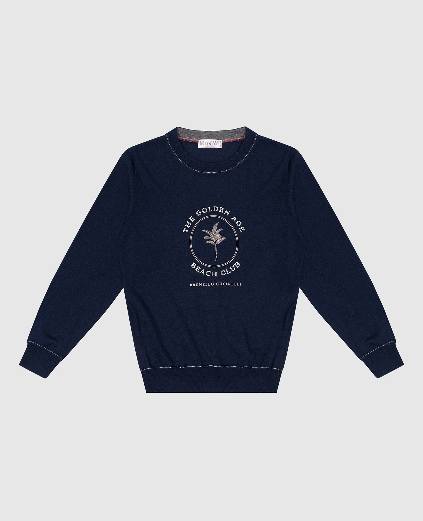 

Children's blue sweater made of wool and cashmere with a print Brunello Cucinelli