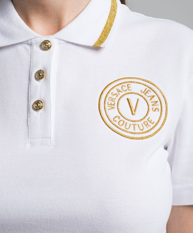 Tシャツ・カットソー VERSACE JEANS COUTURE Woman Polo Shirt White 76HAGT08CJ01T Versace Jeans Couture - White polo with logo embroidery