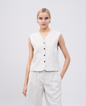 Lou Lou Studio White VANUA vest with striped linen VANUA