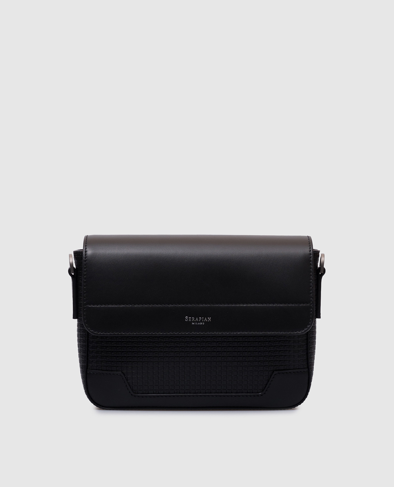 

Black Leather Flap Messenger Bag Serapian