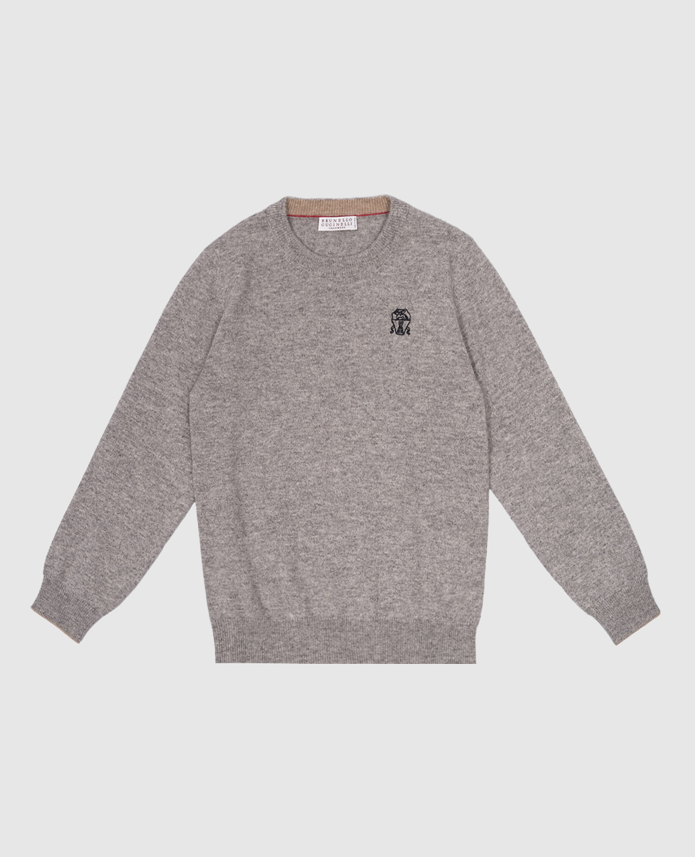 

Children's gray cashmere sweater with logo embroidery Brunello Cucinelli, Grey