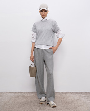 Brunello Cucinelli Grey melange cashmere and silk T-shirt M41810000P