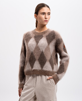 Moncler Brown sweater with wool in a geometric pattern J20939C00012M1133