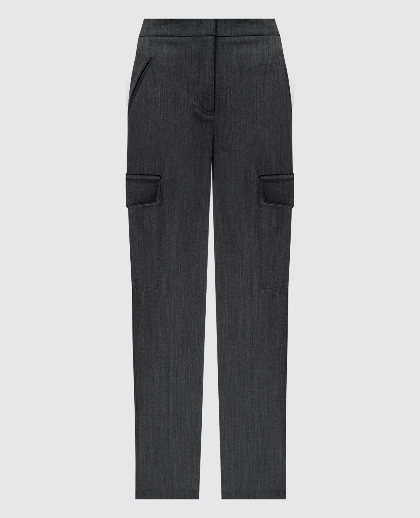 

Gray wool cargo pants with metallic Oval T logo Twinset, Grey