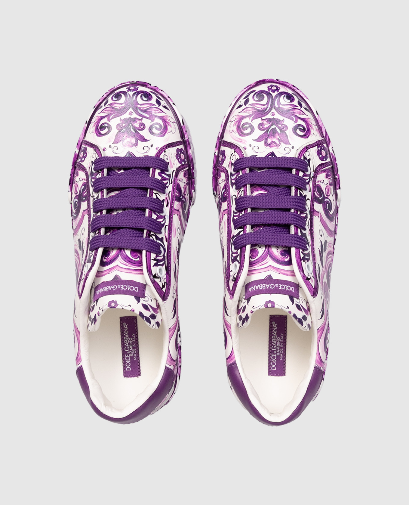 Children's leather sneakers with Majolica print Dolce&Gabbana 4