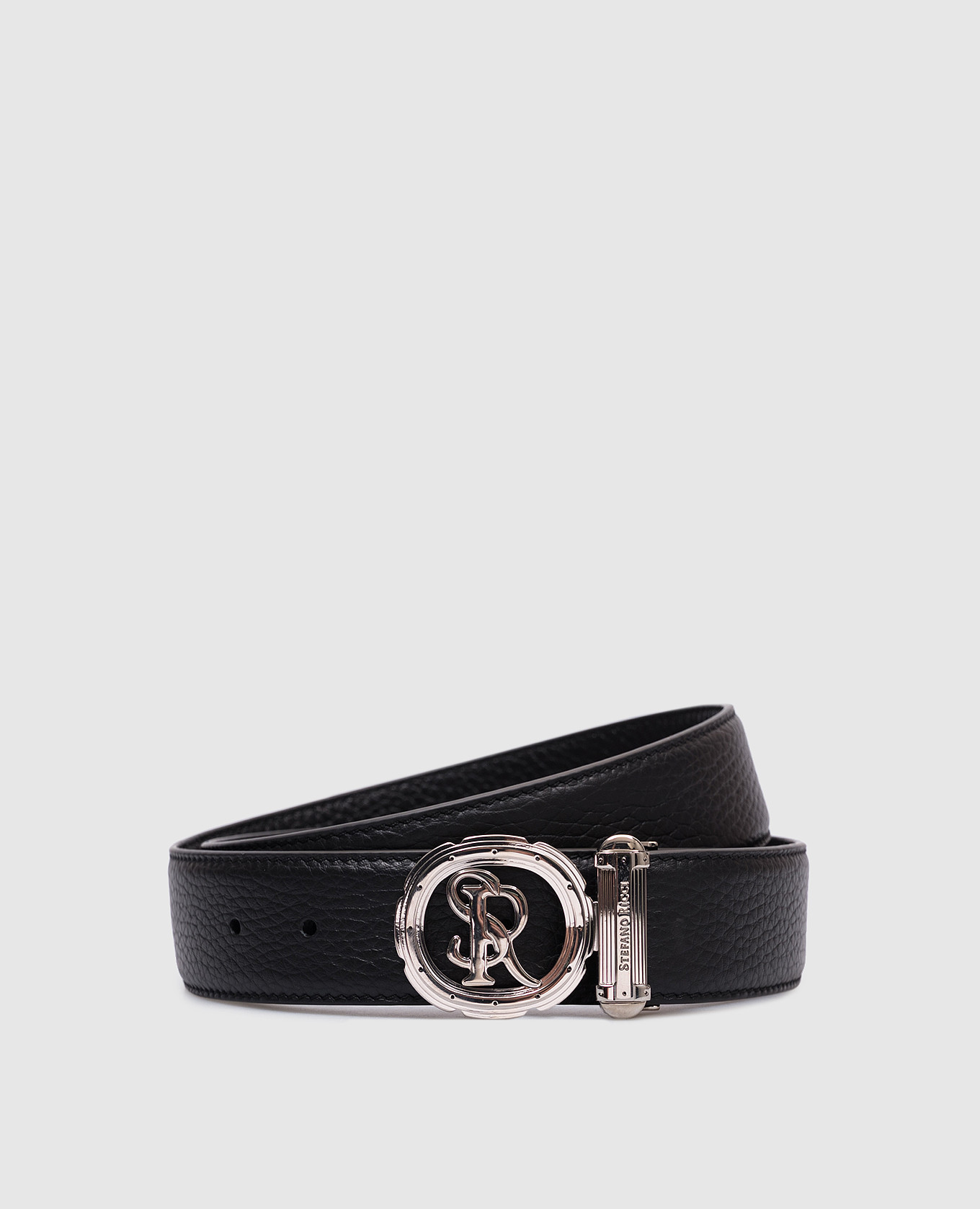 

Black leather belt with monogram logo Stefano Ricci