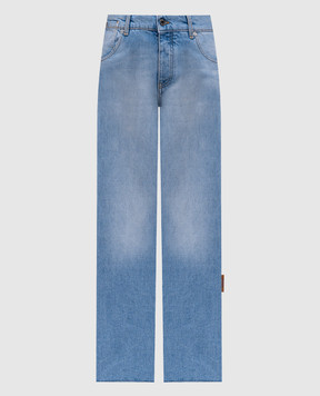Off-White Blue flared jeans with logo patch OWYA062S25DEN001