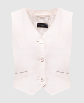 Peserico Beige wool vest with monil chain E0360906461