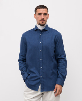 Brunello Cucinelli Blue patterned shirt MY6370627