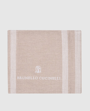 Brunello Cucinelli Beige linen tablecloth with logo embroidery MLW852TR01