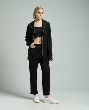 Balmain Black pants in a monogram pattern CH0PM041VE82