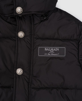 Balmain Children's black quilted jacket with logo patch BV2P20N0118410
