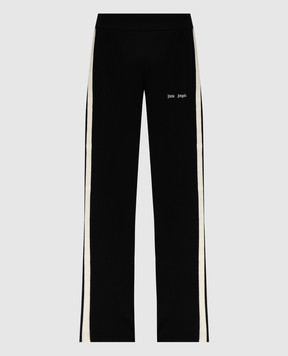 Palm Angels Black sweatpants in wool and cashmere with logo embroidery PMHG004F24KNI001