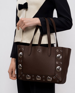 Valentino Nellcôte brown leather tote bag 7W2B0R88MJL