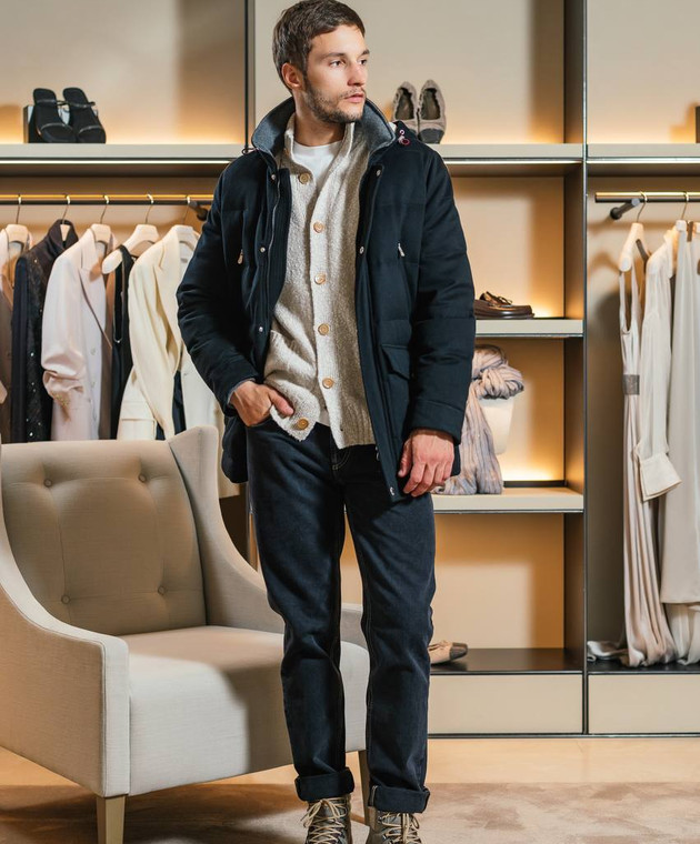 Brunello Cucinelli - Black jeans with leather patch and logo