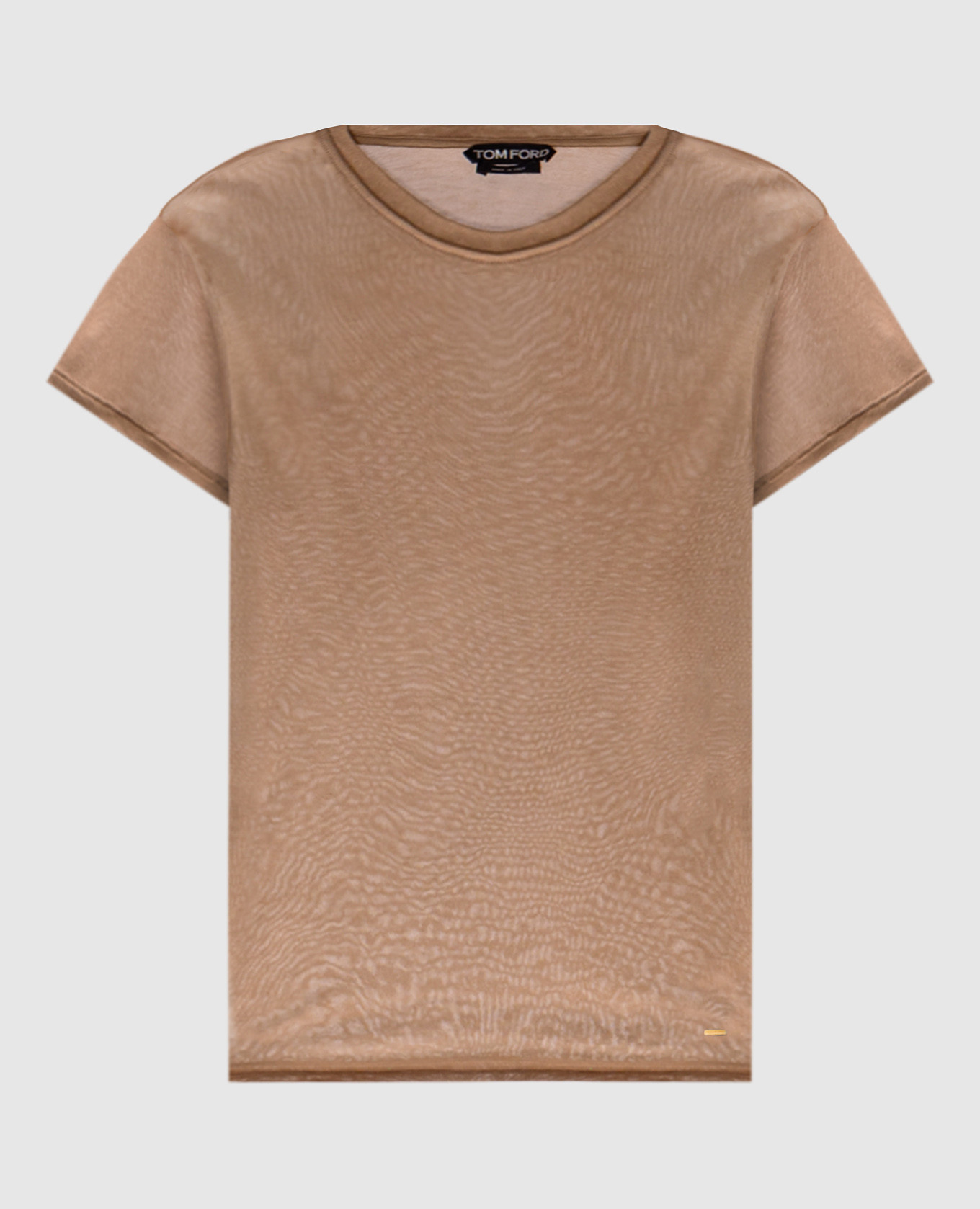 Brown T-shirt with metal logo Tom Ford