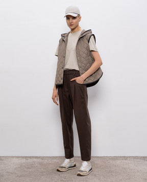 Brunello Cucinelli Beige T-shirt with monil chain MPT81EC710