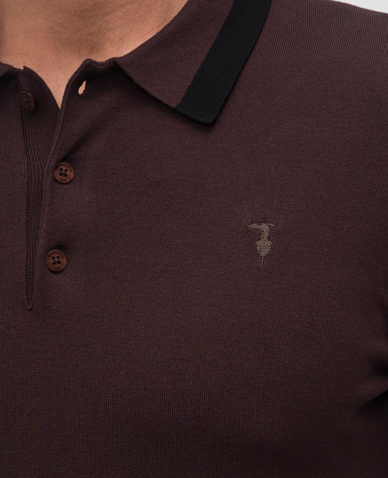 

Brown polo shirt with embroidered emblem Trussardi