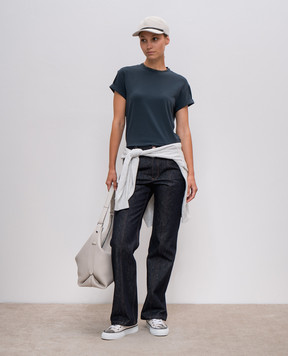 Brunello Cucinelli Blue t-shirt with monil chain M0T18BD200