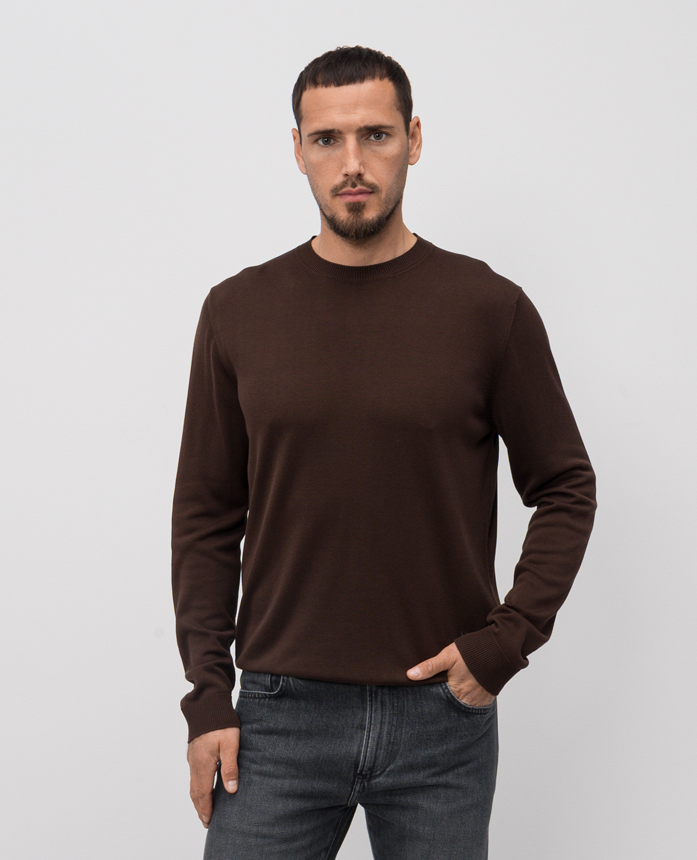 

Brown silk jumper with emblem ISAIA