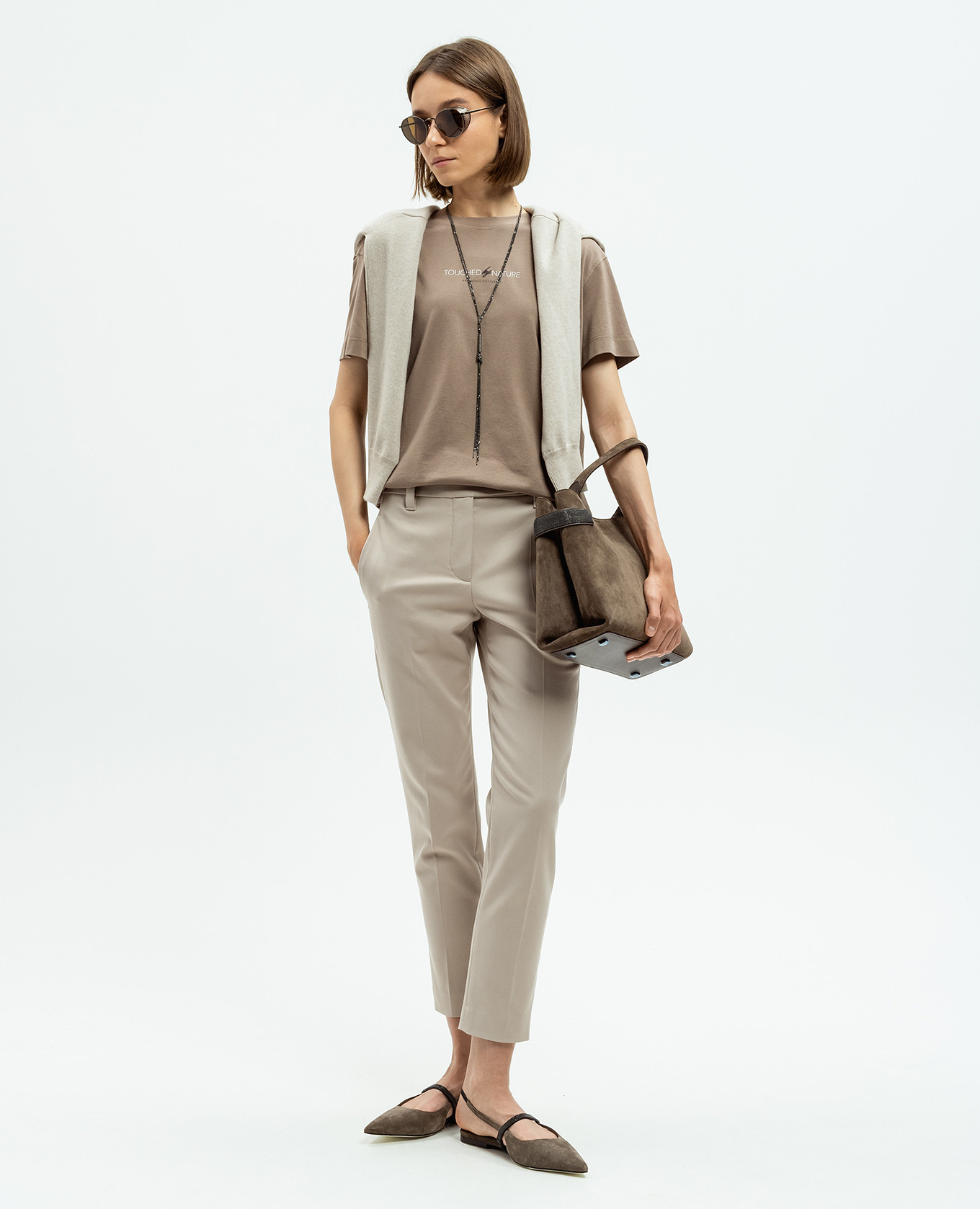 Beige pants with monil chain Brunello Cucinelli 2