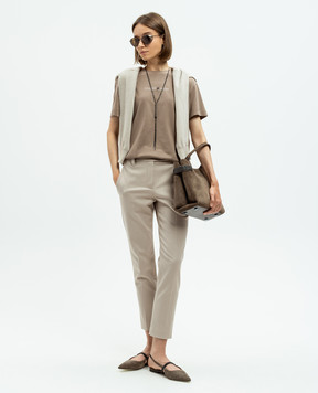 Brunello Cucinelli Beige pants with monil chain MP126P8703