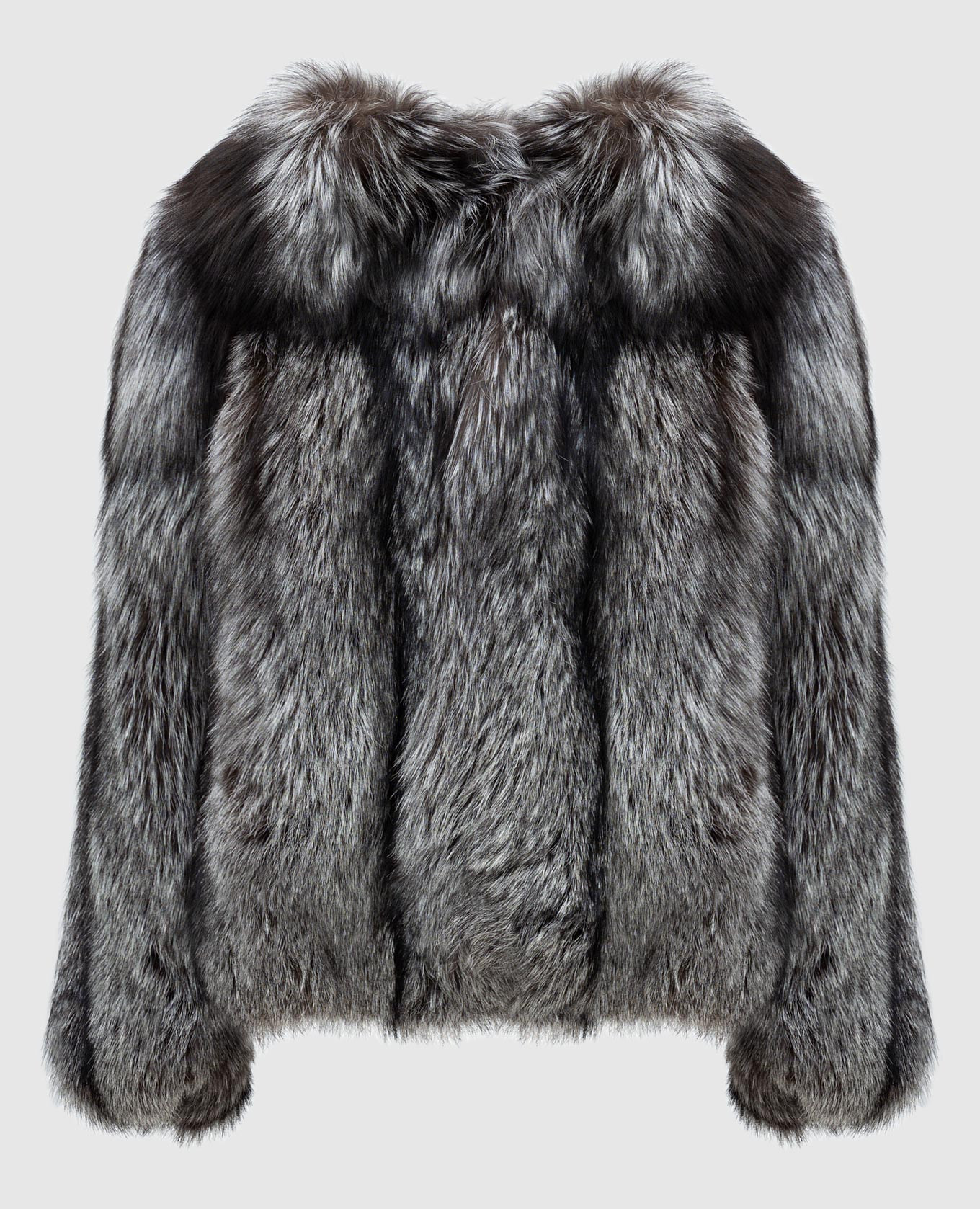 Gray short fur coat made of fox fur yves salomon