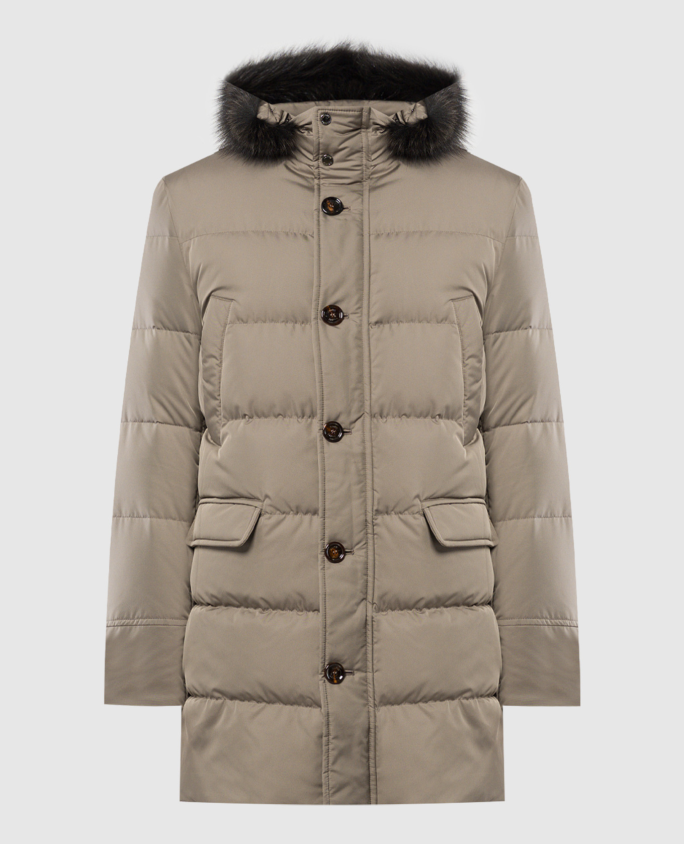 Barbieri beige down jacket with fur moorer