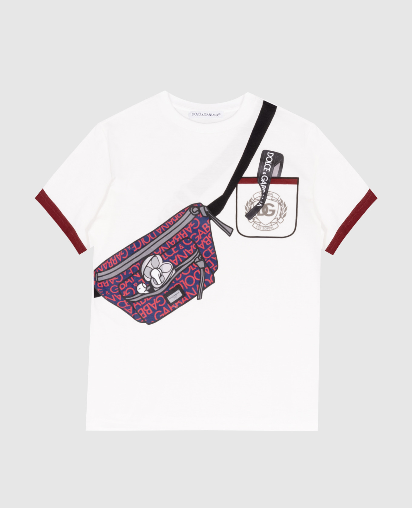 Children's white t-shirt with a bag print dolce&gabbana