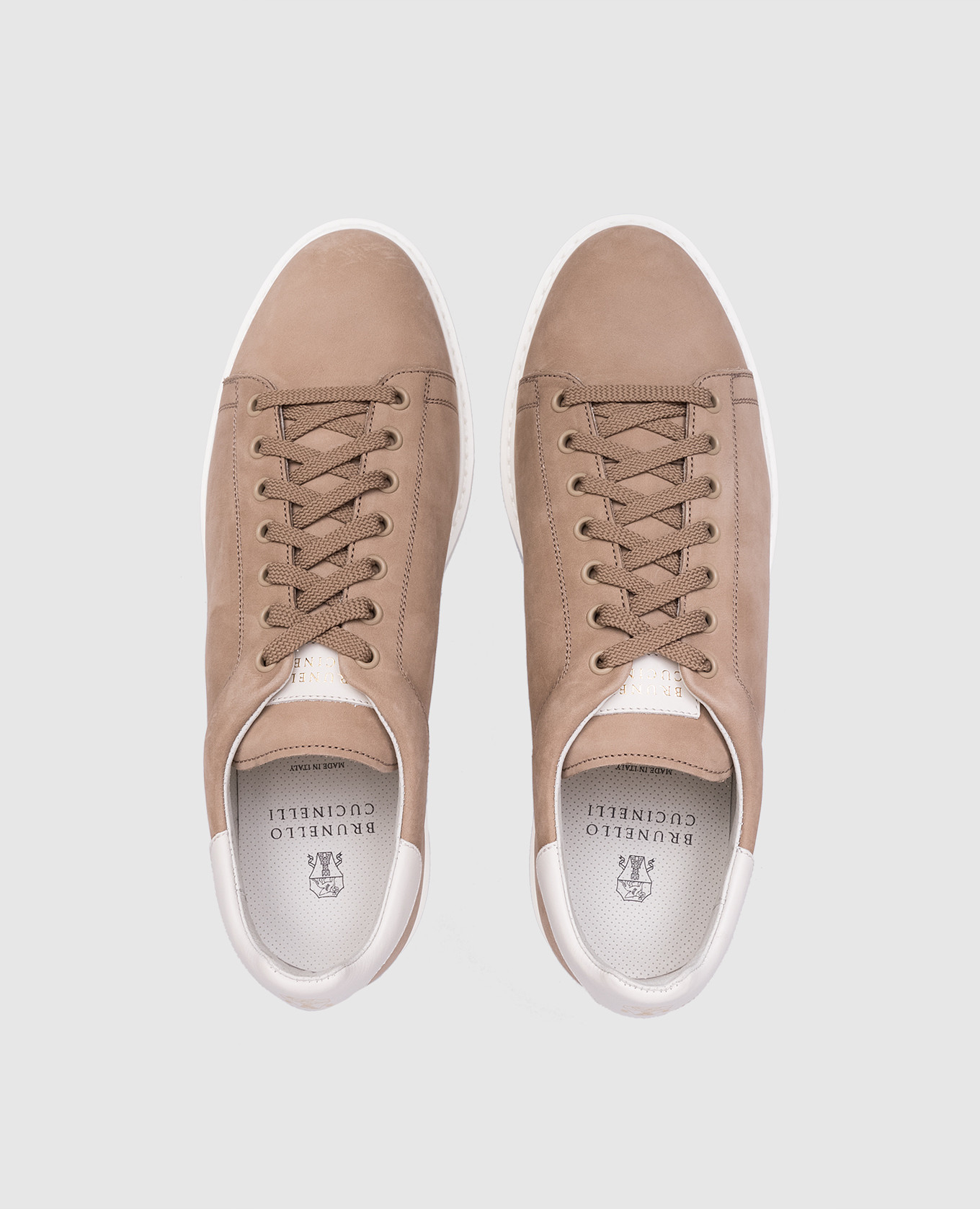 Beige nubuck sneakers with logo Brunello Cucinelli 4