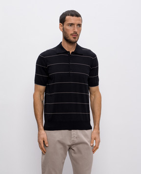 Brunello Cucinelli Black striped polo shirt M29805305