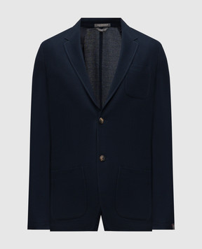 CAPOBIANCO Blue jacket with logo patch 18M214CS00
