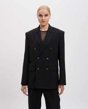 WARDROBE.NYC Black double-breasted striped wool jacket W4007F24PS