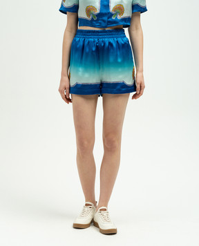 Casablanca Blue silk shorts Coquillage Colore WS24TR10407