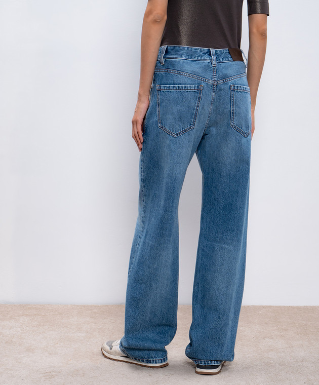 Brunello Cucinelli - Blue jeans with a distressed monil
