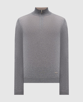Enrico Mandelli Grey wool jumper with logo 2K064A5270