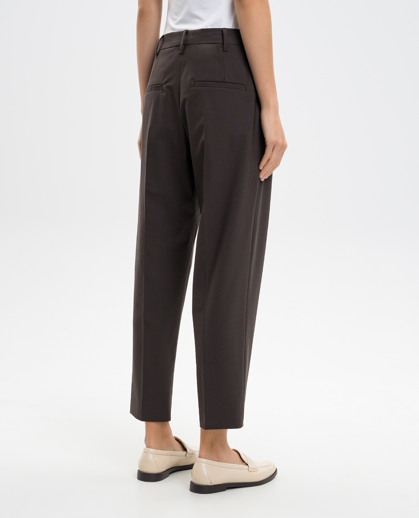 Brown wool pants with monil chain Brunello Cucinelli 4