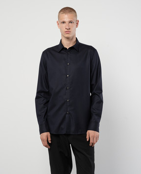 Valentino Blue wool and cashmere shirt with logo embroidery 5V3AB764AD0