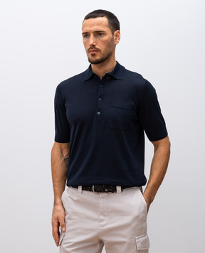Brunello Cucinelli Blue polo with silk MSE804825