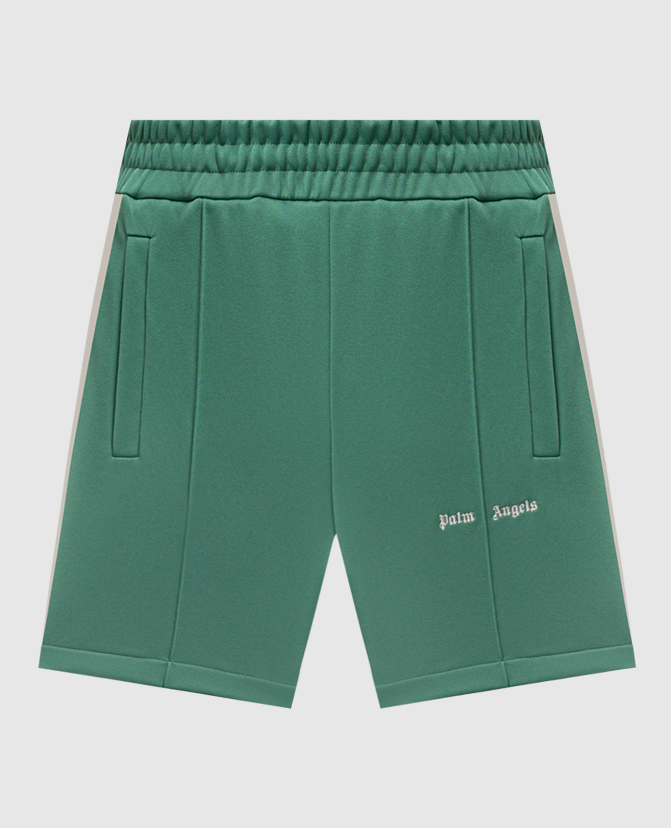

Green shorts with stripes and logo Palm Angels