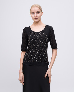 Twinset Black top with beads and crystals 251TP2711
