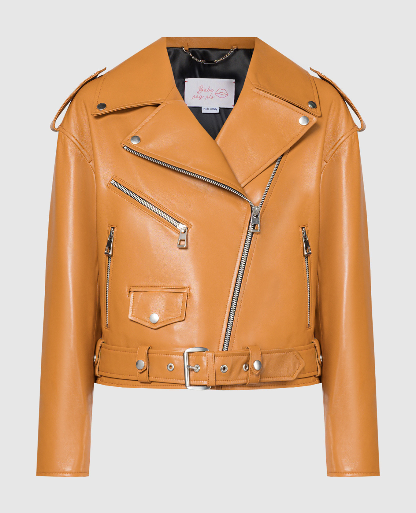 Brown leather jacket with imitation chest pocket babe pay pls