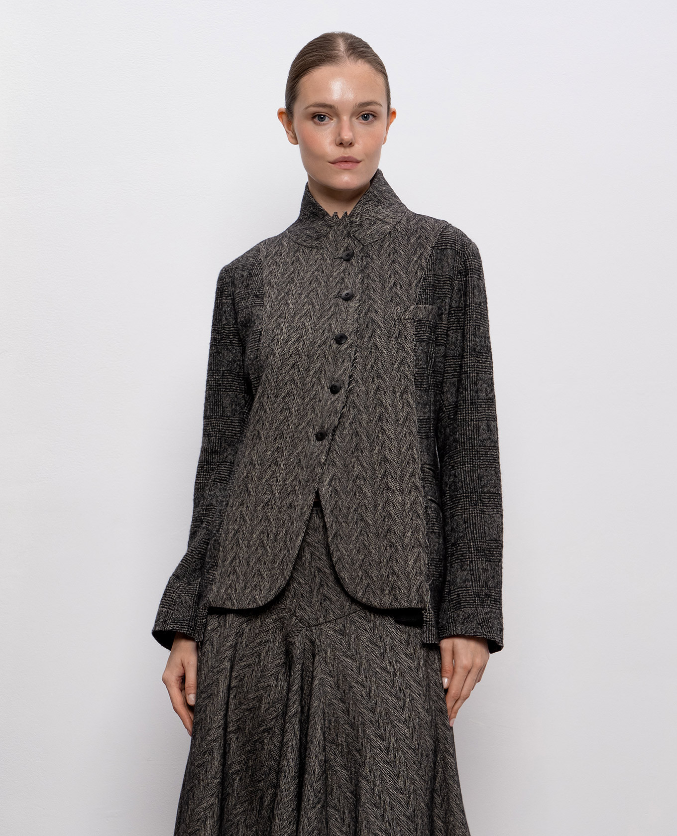 Gray wool check jacket Marc Le Bihan 3