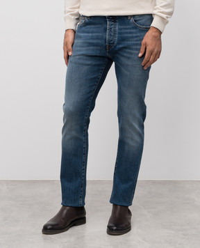 MooRER PAVEL blue jeans with logo patch PAVELDC107