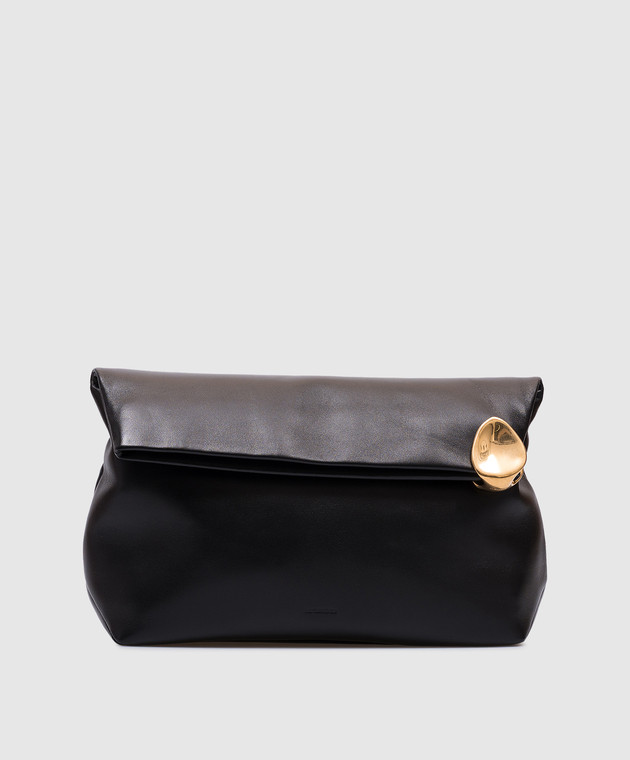 大ルンガ ・JIL SANDER leather logo bag Jil Sander - Black leather bag with embossed logo J06WF0002P7366