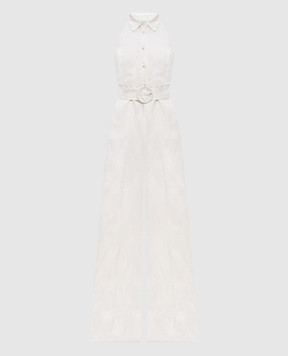 Twinset Beige jumpsuit with patterned linen 251TT2170