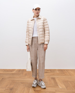 Peserico Beige linen pants in Windsor check P04079D06851