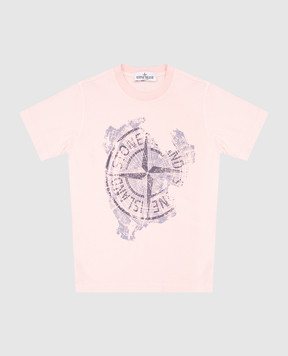 Stone Island Children's pink T-shirt with logo emblem print K1S162100010S01281012