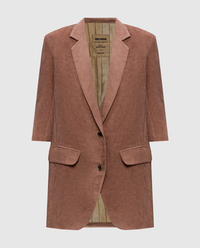 UMA WANG Kaly brown jacket with linen UW6002